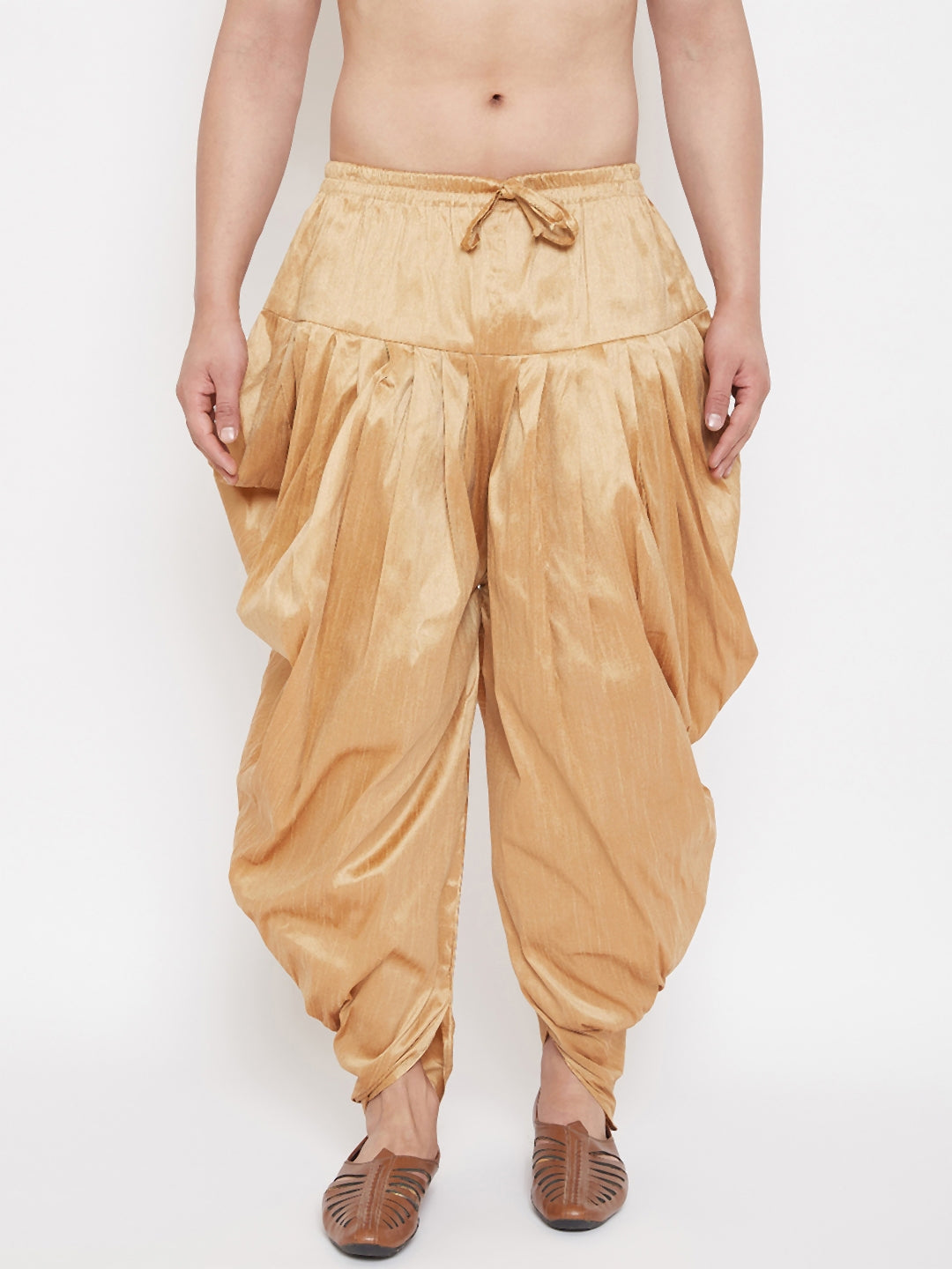 Buy Sethukrishna Men White & Gold-Coloured Solid Readymade Cotton Dhoti Pant  Online at Best Price | Distacart